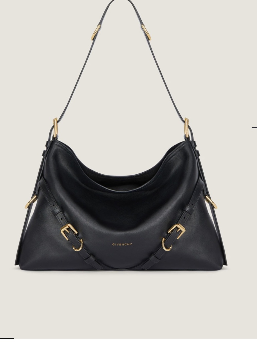 JLN Givenchy AUTHENTIC BLACK MEDIUM VOYOU CALF LEATHER CHAIN MULTI WEAR BAG